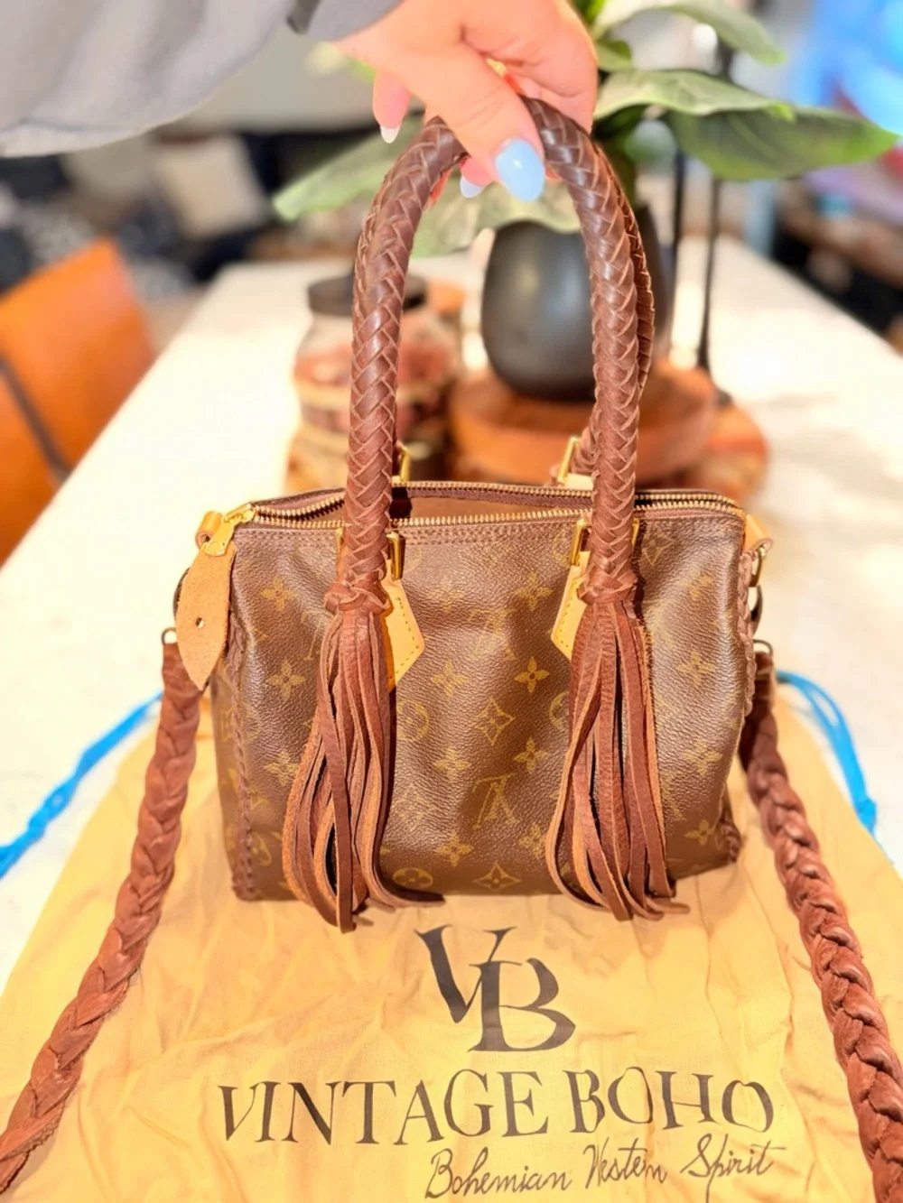 AUTHENTIC Vintage Boho  Louis Vuitton Monogram Speedy 25 Fringe Braided Bag - Picture 3 of 6